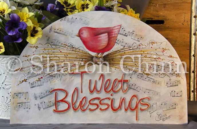 Red Bird Blessings Painting Pattern - Sharon Chinn